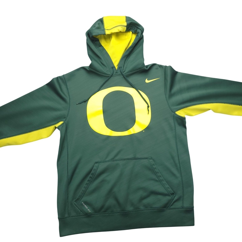 Oregon Ducks Sweatshirt Mens Small‎ Green NCAA Football Nike Therma Fit Hoodie